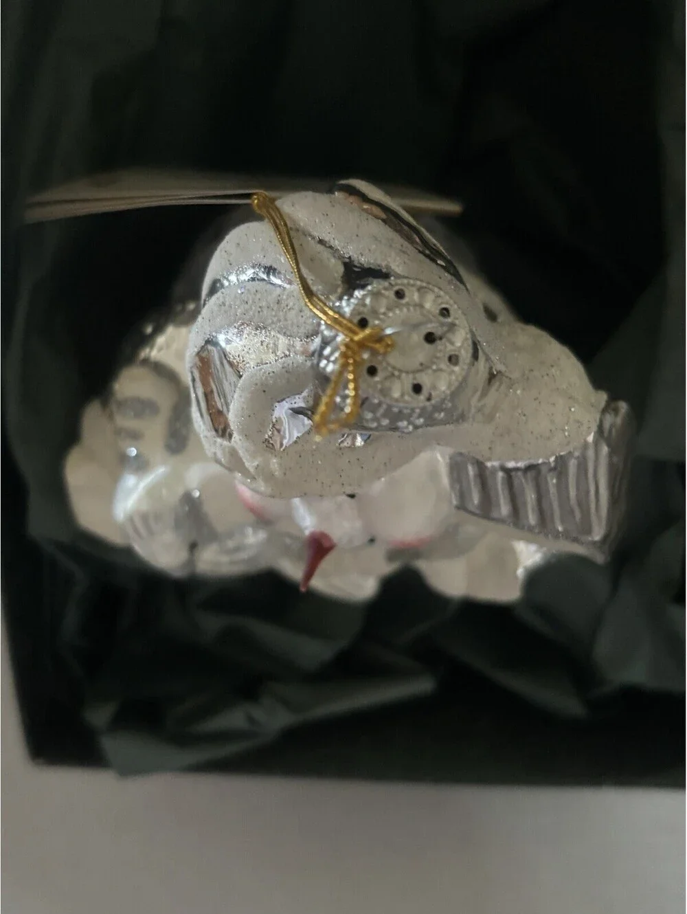 Krebs Lauscha Mouth Blown Glass Snowman Christmas Ornament Germany VTG